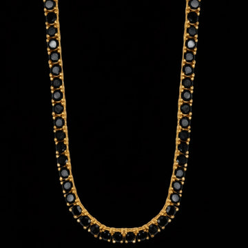 Corrente Riviera Preta  - 3mm 50cm - Banhado a Ouro 18k - 10 miléssimos