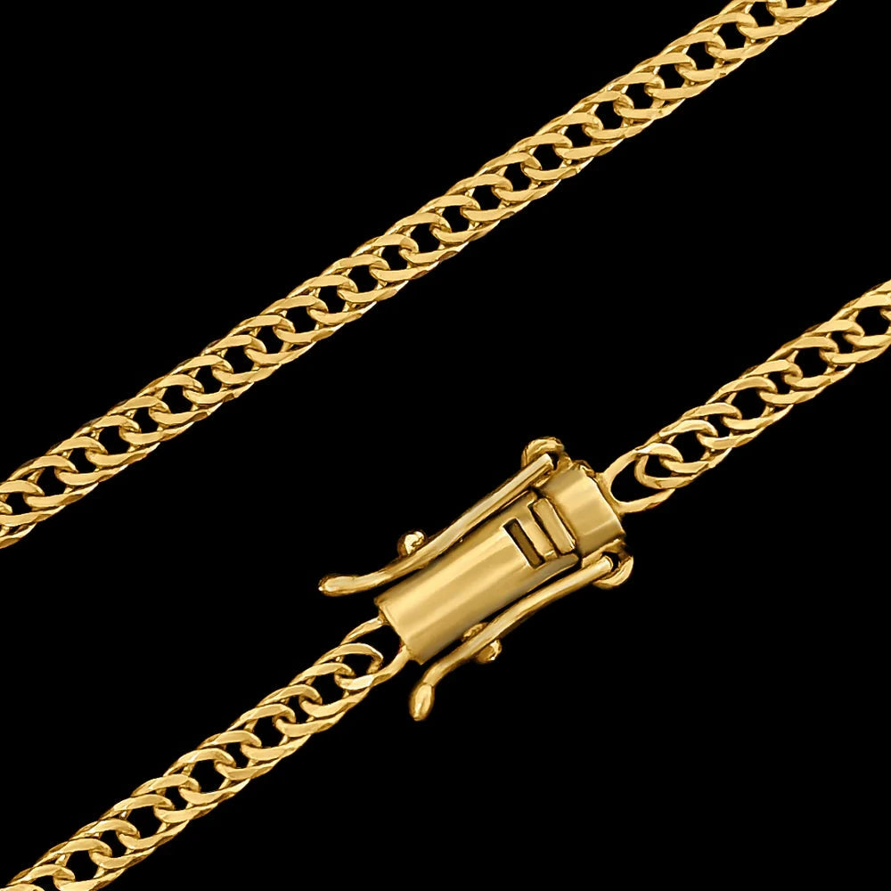 Corrente Grumet Duplo - 6mm - 60cm - Banhado a Ouro 18k - 10 miléssimos