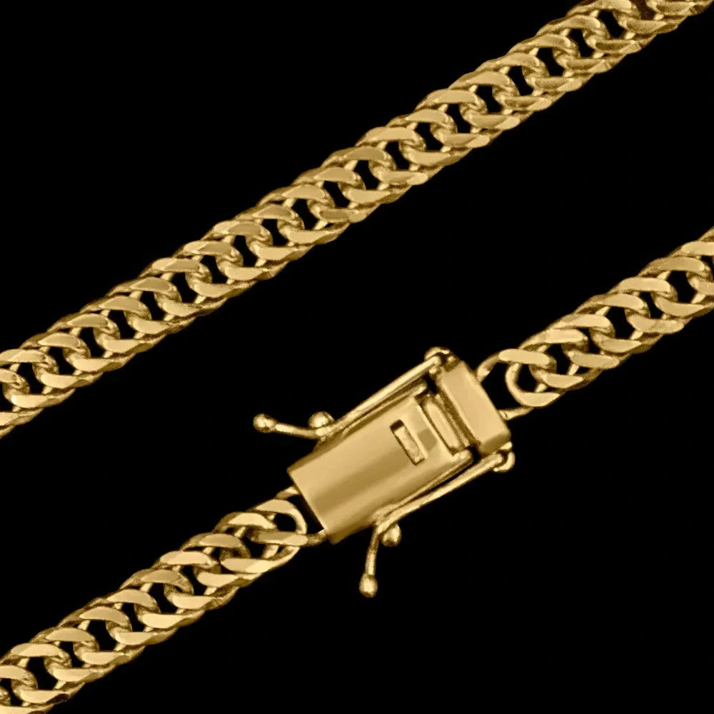 Corrente Grumet Dupla - 6mm 60cm - Banhado a Ouro 18k - 10 miléssimos