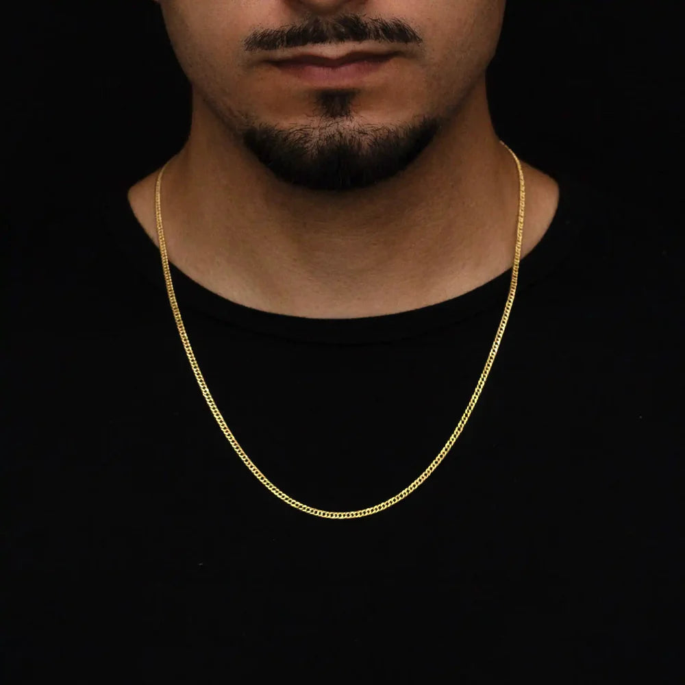 Corrente Grumet Dupla - 3mm - 70cm - Banhado a Ouro 18k - 10 milésimos