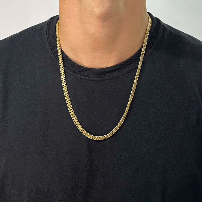 Corrente Grumet Lacraia  - 6mm 60cm - Banhado a Ouro 18k - 10 miléssimos